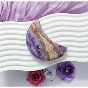 Amethyst Crazy Lace Agate Moon Crystal Carving